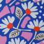 Preview: Dekostoff Canvas abstrakte Blüten weiß blau rosa